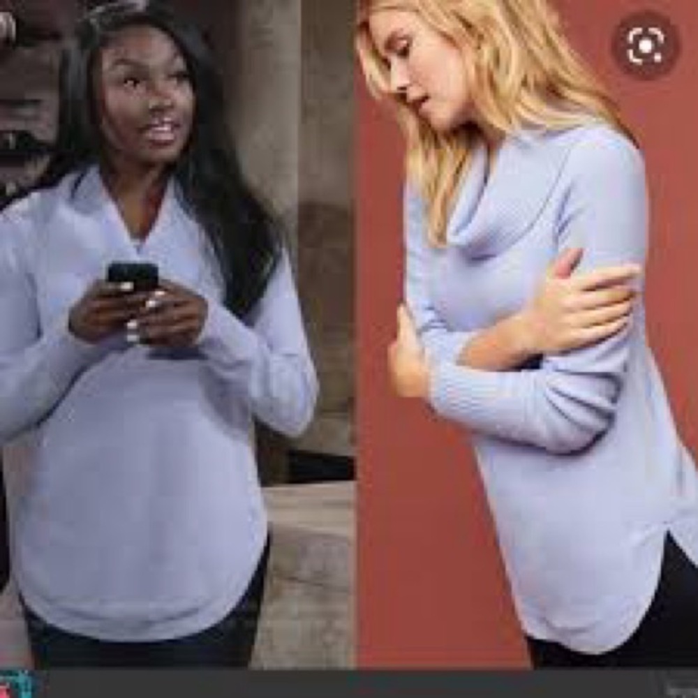 Anthropologie Women's Light Blue Cowl Neck Sweater